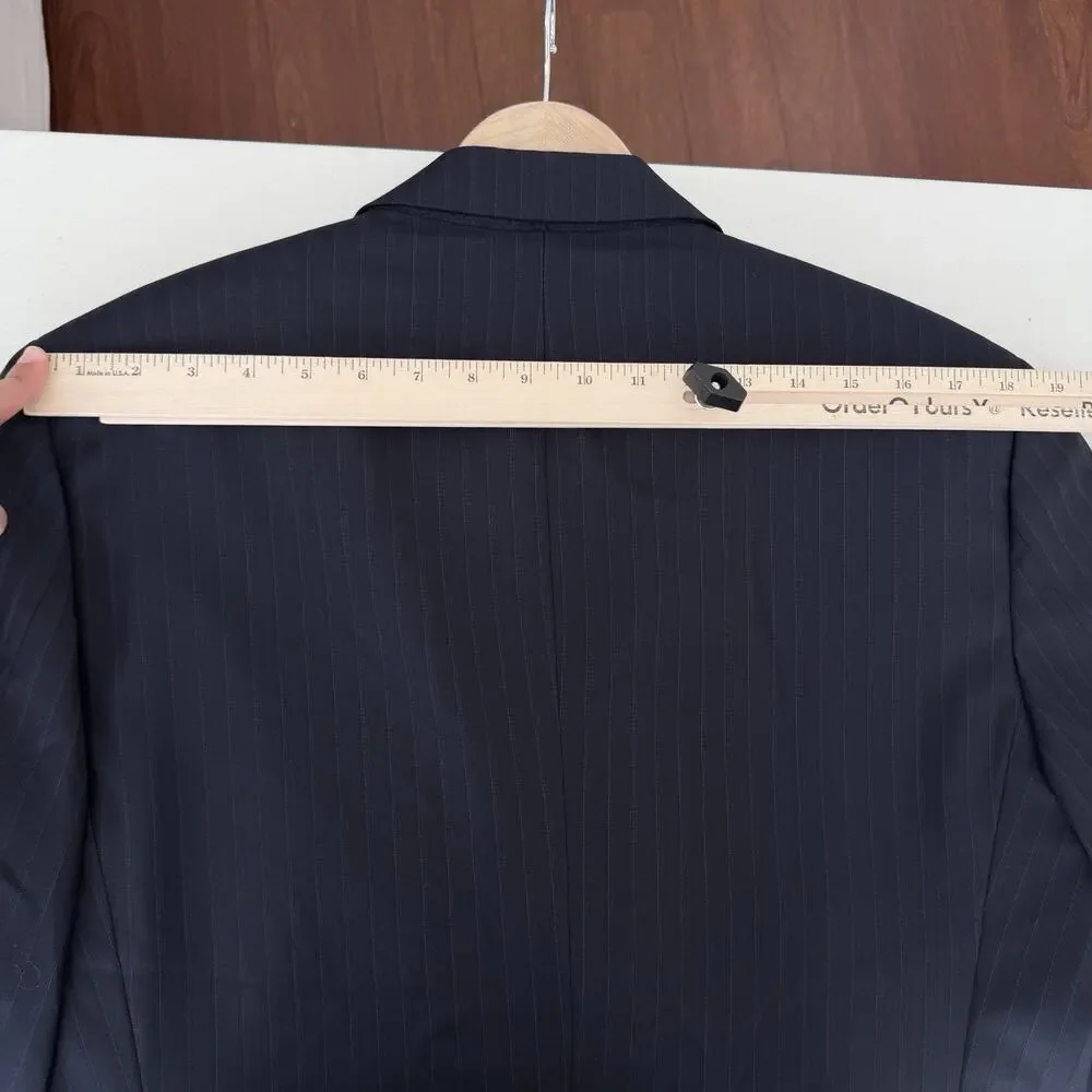 Brooks Brothers Jacket 40R Navy Wool 1818 Madison Chalk Stripe Blazer Italy Made